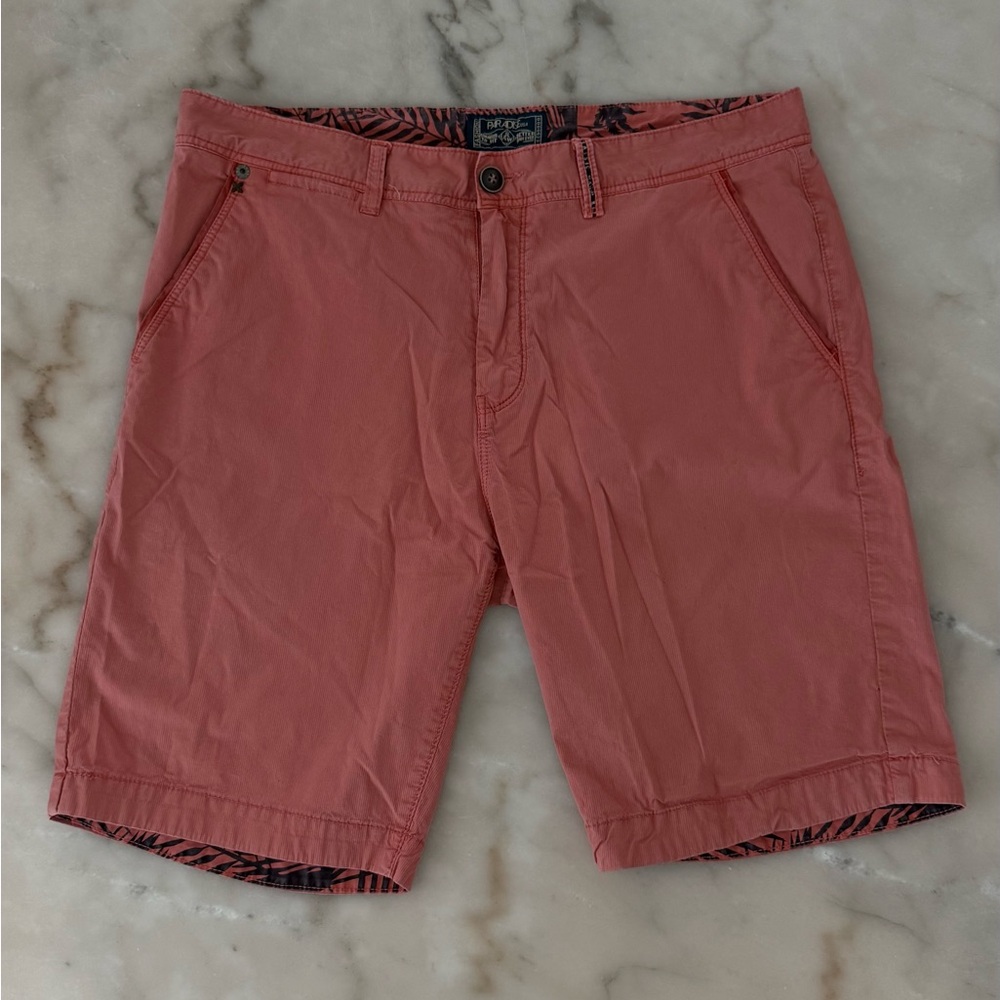 Pink Flat Front Shorts with Cuffed Hem